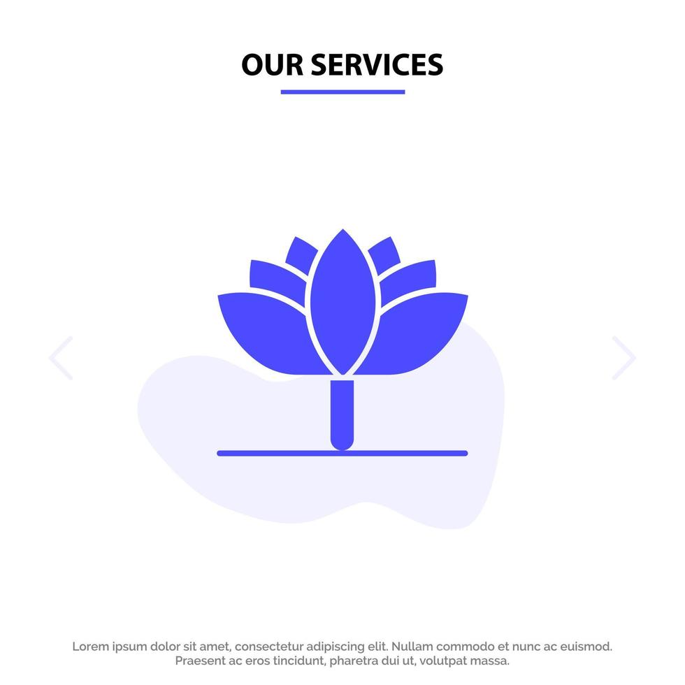 vår tjänster blomma vår blomma tulpan fast glyf ikon webb kort mall vektor