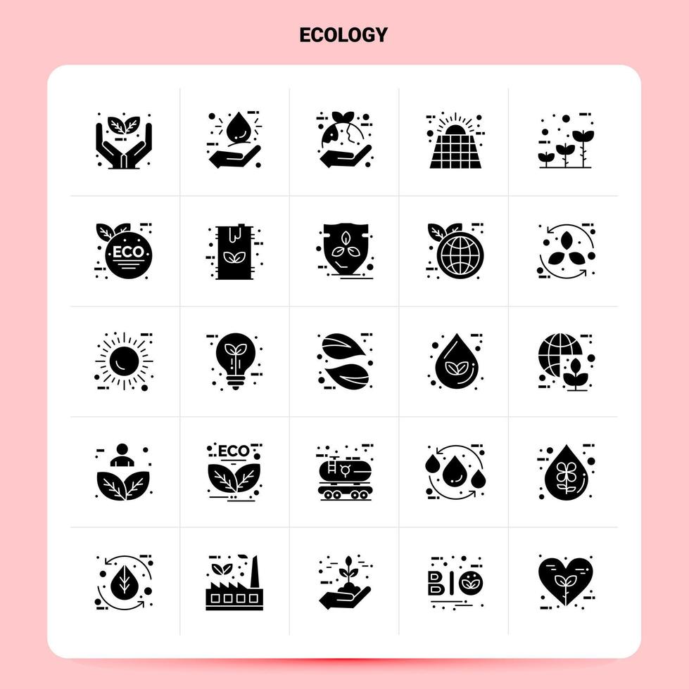 solide 25 Ökologie Icon Set Vektor Glyphe Stil Design schwarze Icons Set Web und mobile Geschäftsideen Design Vektor Illustration