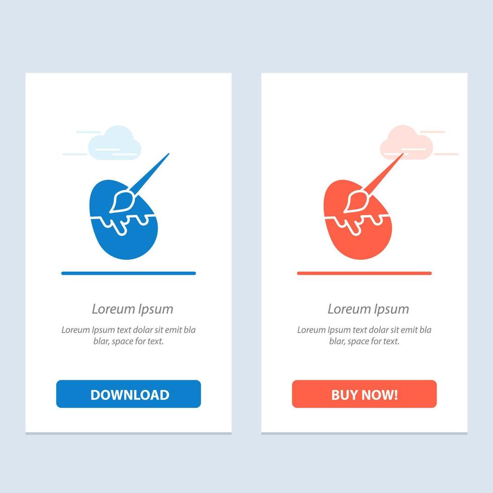 Pinsel Osterei blau und rot Malen Web-Widget Kartenvorlage herunterladen und jetzt kaufen vektor