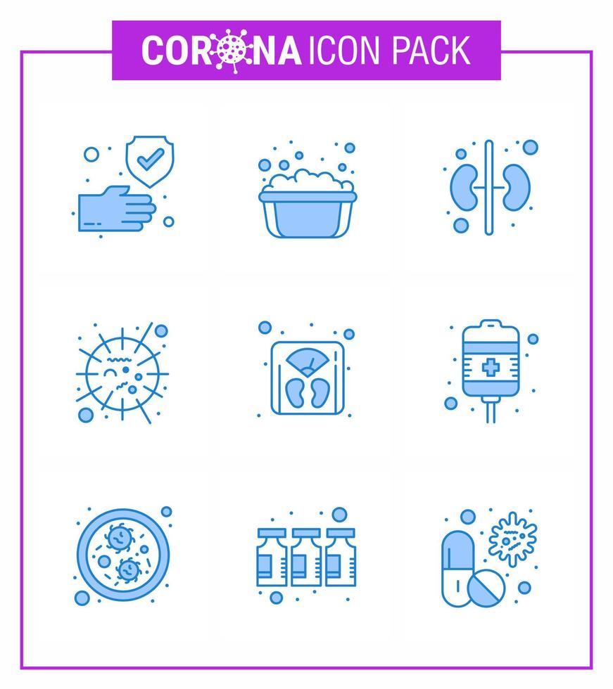 Coronavirus-Bewusstseinssymbole 9 blaues Symbol Corona-Virus-Grippe im Zusammenhang mit Schuppenvirus Menschliches Sars-Influenza-Viren-Coronavirus 2019nov-Krankheitsvektor-Designelemente vektor