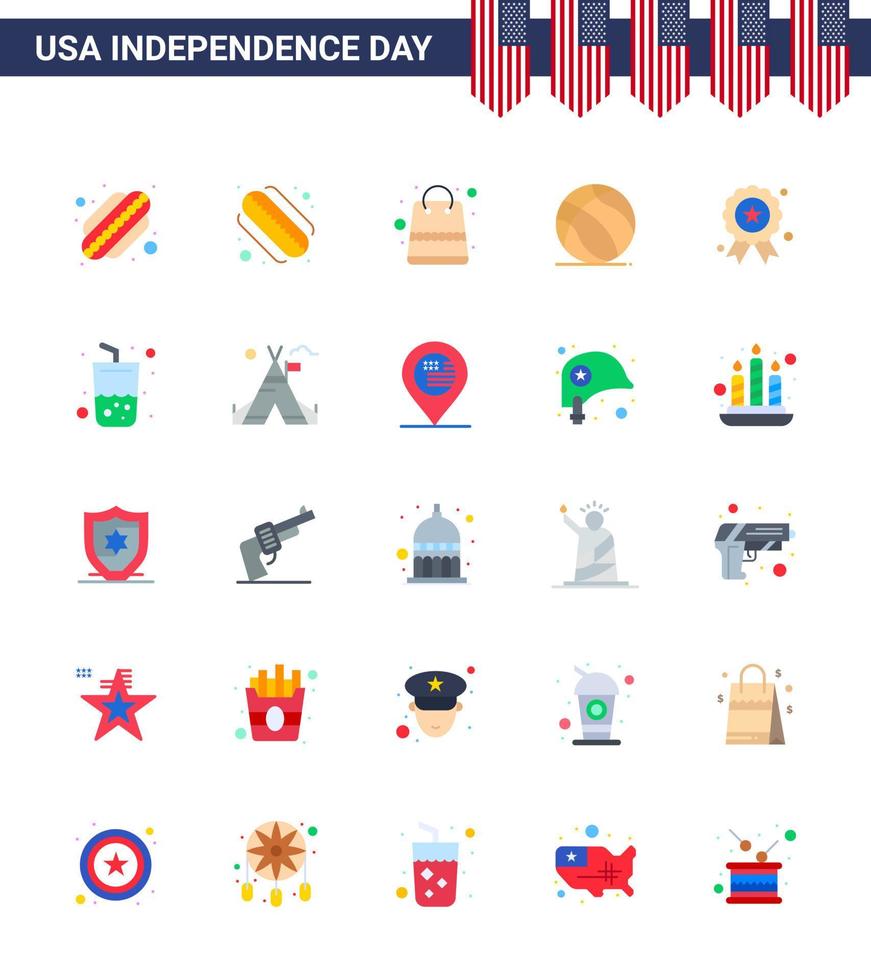 25 kreativ USA ikoner modern oberoende tecken och 4:e juli symboler av sommar glas boll medalj oberoende redigerbar USA dag vektor design element