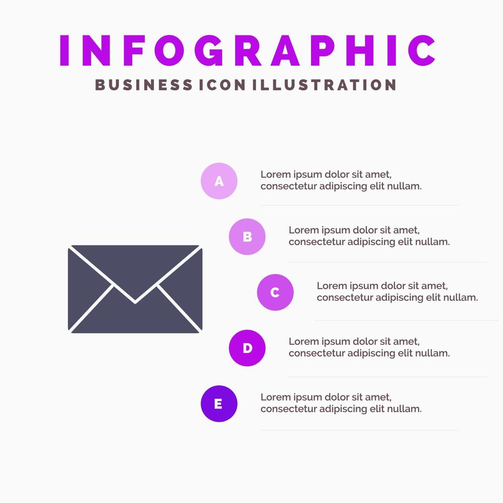 e-post post meddelande SMS fast ikon infographics 5 steg presentation bakgrund vektor