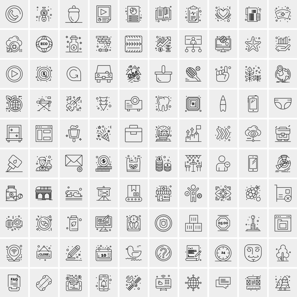 Packung mit 100 universellen Liniensymbolen für Handy und Web vektor
