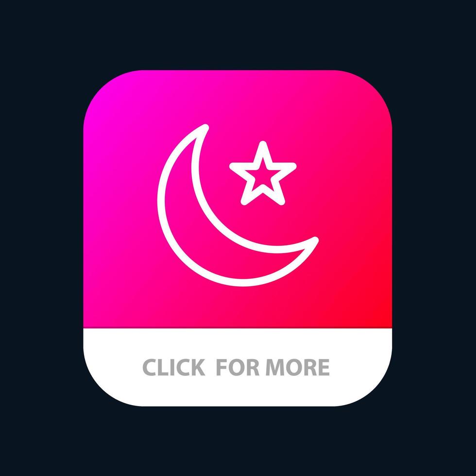 Moon Night Star Night Mobile App-Taste Android- und iOS-Line-Version vektor