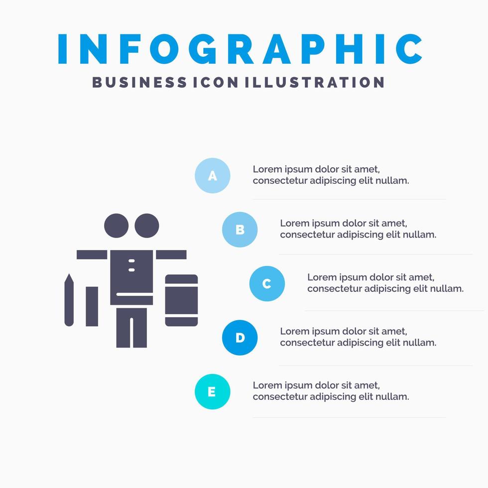 Balance Leben Spiel Arbeit solide Symbol Infografiken 5 Schritte Präsentationshintergrund vektor