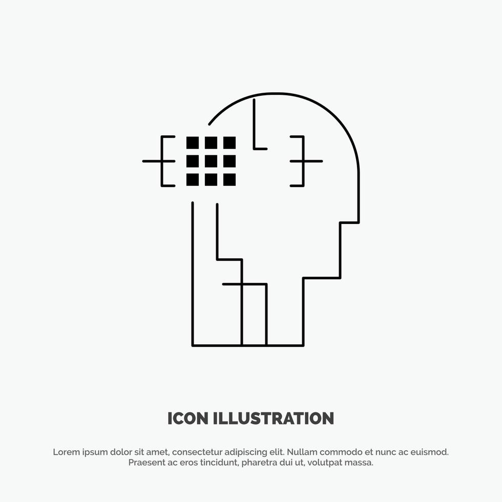 künstlicher menschlicher Kopfzeilen-Icon-Vektor vektor