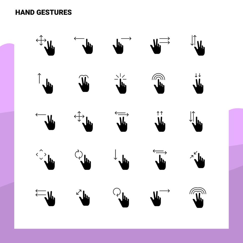 25 Handgesten-Icon-Set solide Glyphen-Icon-Vektor-Illustrationsvorlage für Web- und mobile Ideen für Unternehmen vektor