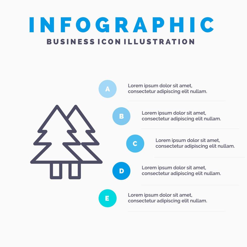 Weihnachts-Öko-Umwelt grüne fröhliche Liniensymbol mit 5 Schritten Präsentation Infografiken Hintergrund vektor