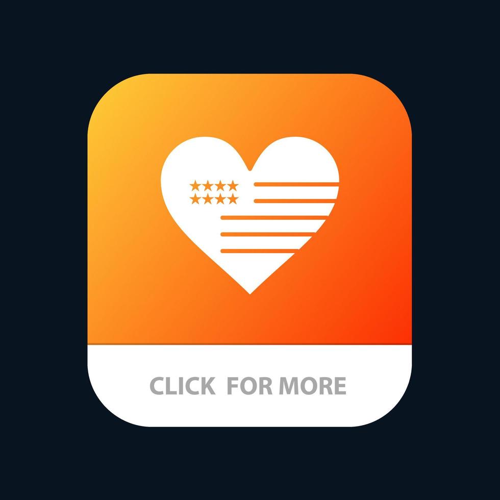 Herzliebe amerikanische Flagge mobile App-Schaltfläche Android- und iOS-Glyph-Version vektor