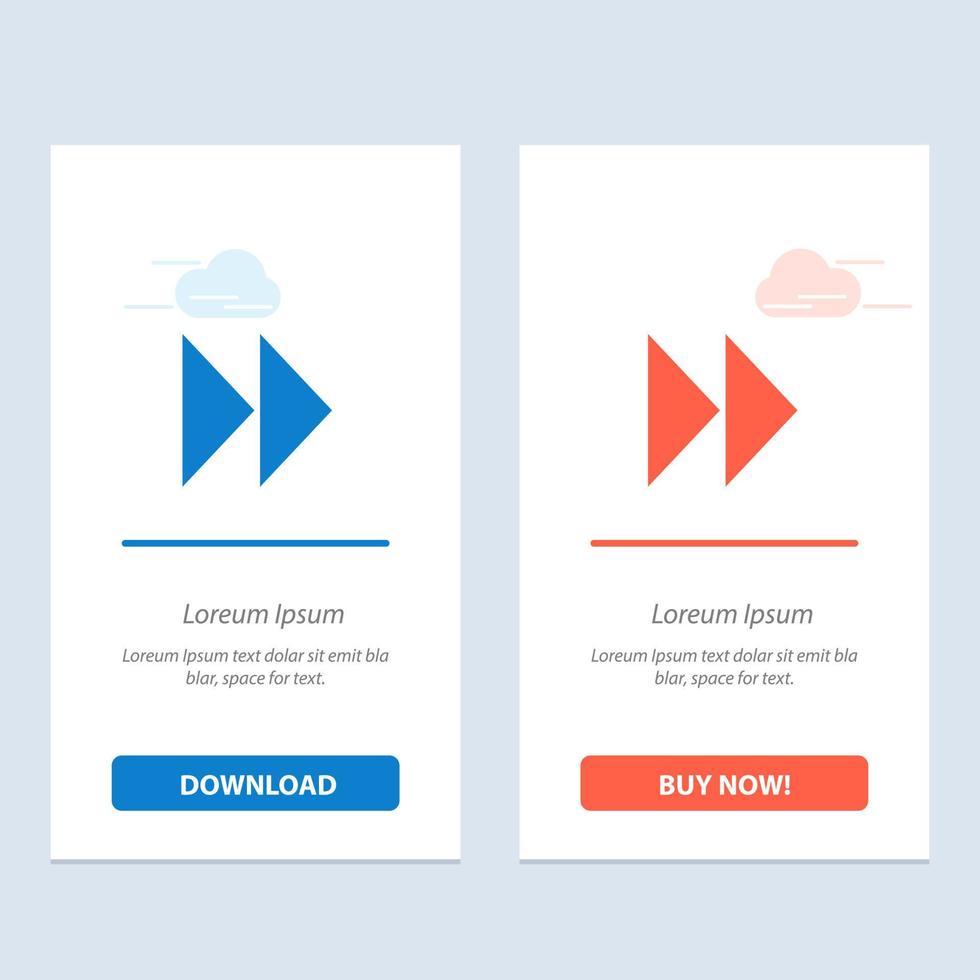 kontrollera snabb framåt- media video blå och röd ladda ner och köpa nu webb widget kort mall vektor