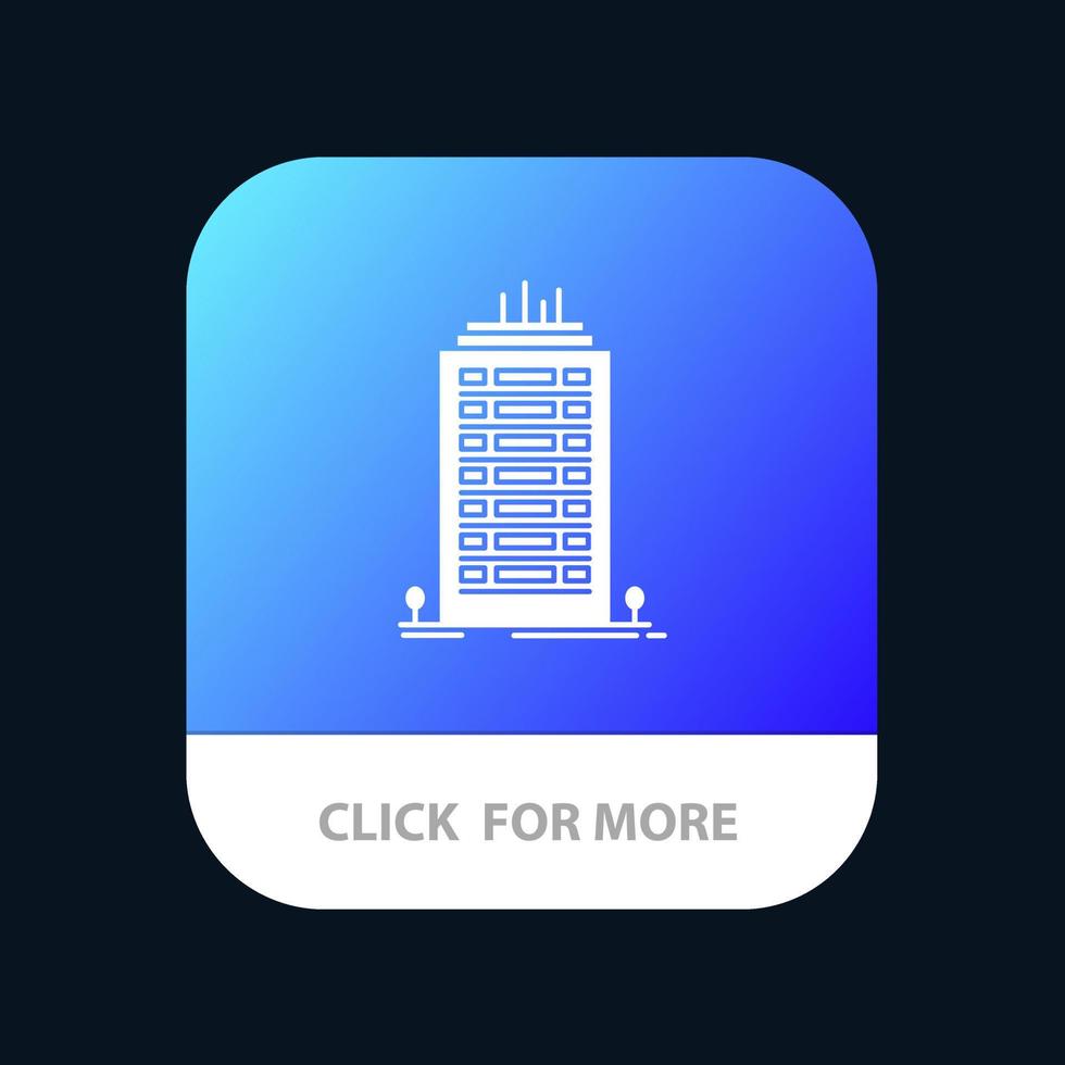 byggnad kontor skyskrapa torn mobil app knapp android och ios glyf version vektor