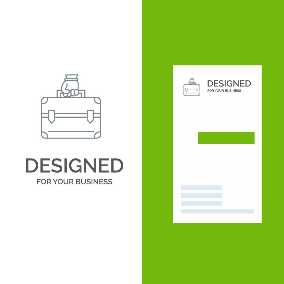 pengar portfölj fall väska grå logotyp design och företag kort mall vektor
