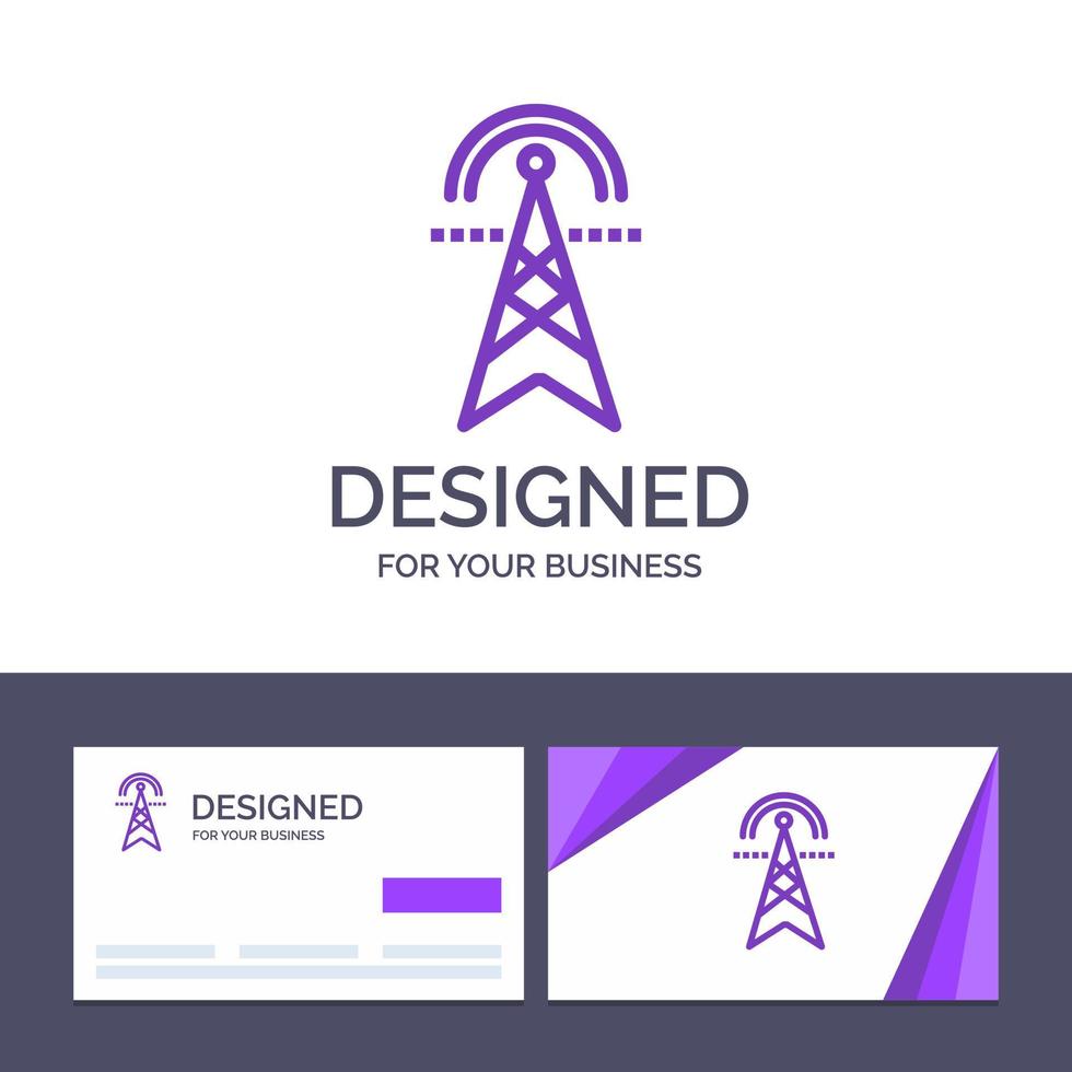 kreativ företag kort och logotyp mall elektrisk torn elektricitet kraft torn datoranvändning vektor illustration