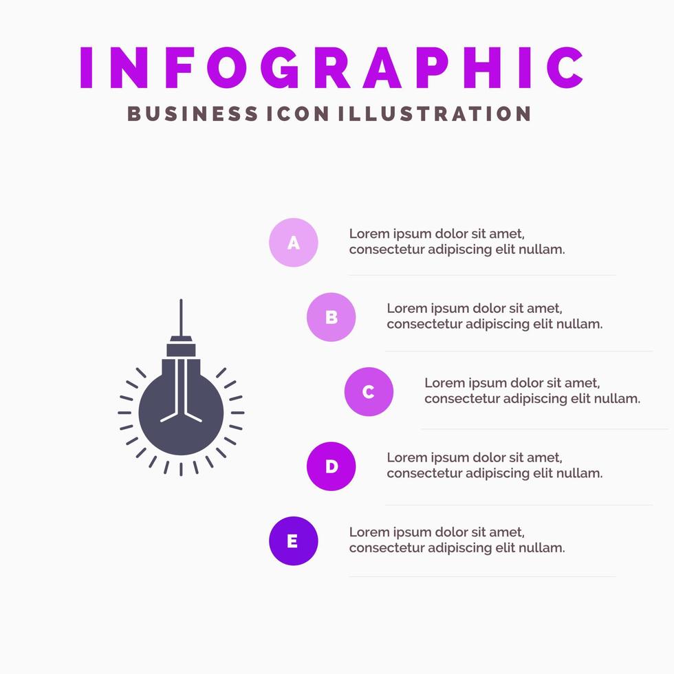 ljus Glödlampa aning tips förslag fast ikon infographics 5 steg presentation bakgrund vektor