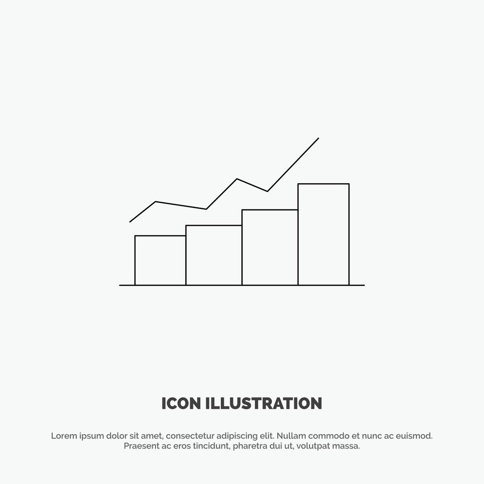 tillväxt Diagram flödesschema Graf öka framsteg linje ikon vektor