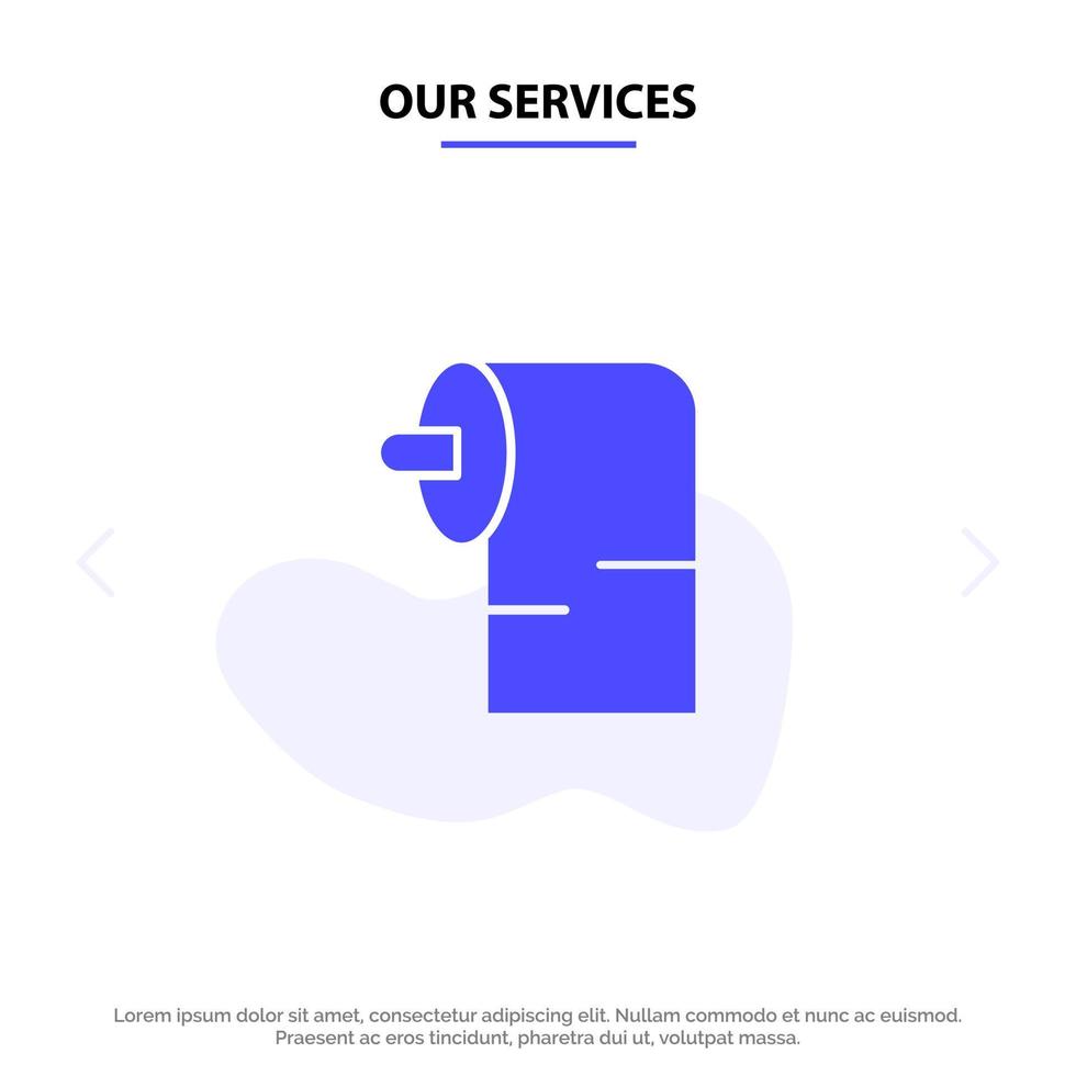 unsere dienstleistungen reinigungspapiergewebe solide glyph icon web card template vektor