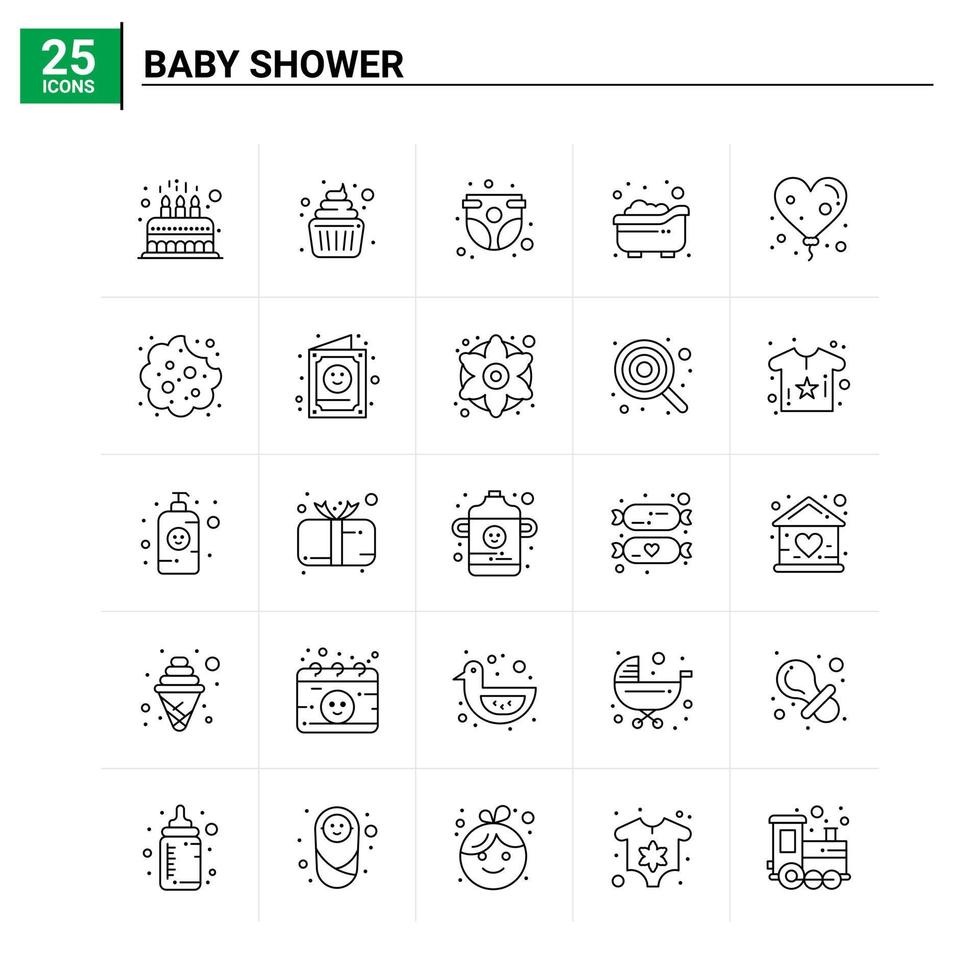 25 Babyparty-Icon-Set Vektorhintergrund vektor