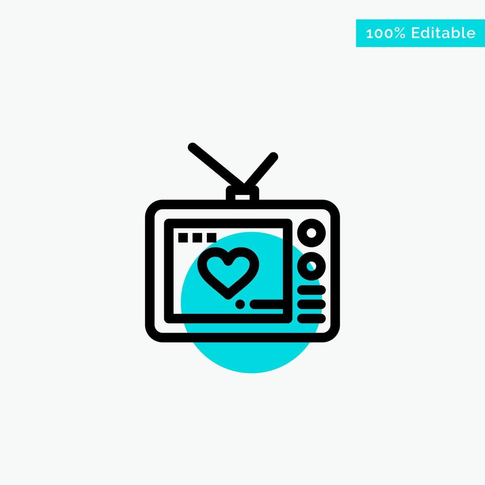 Fernsehen Liebe Valentinstag Film türkis Highlight Kreis Punkt Vektor Icon