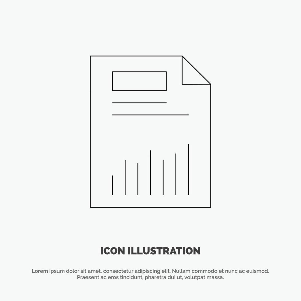 dokumentera företag Diagram finansiera Graf papper statistik linje ikon vektor