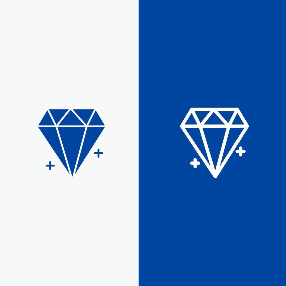 Diamant-E-Commerce-Schmuckschmuck-Juwelenlinie und Glyphe solides Symbol blaues Banner vektor