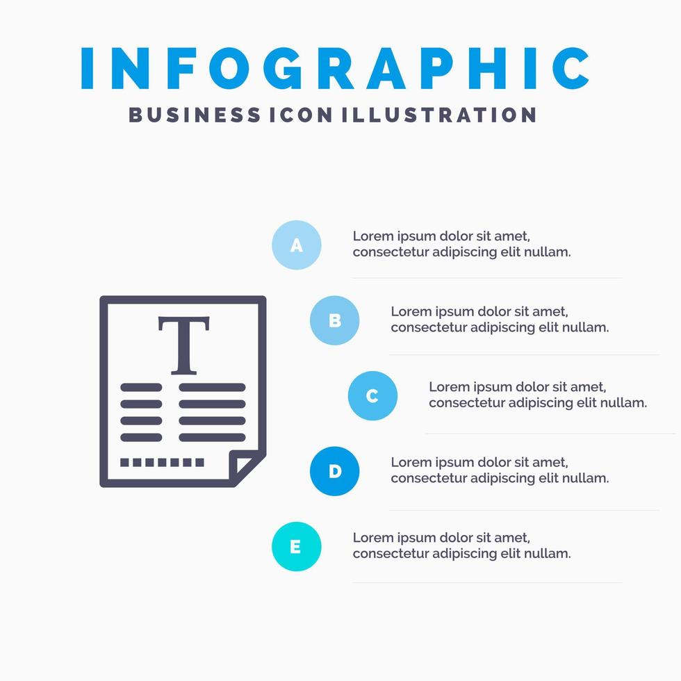 Datei Text Poster Brunnen blau Infografiken Vorlage 5 Schritte Vektorlinie Symbol Vorlage vektor