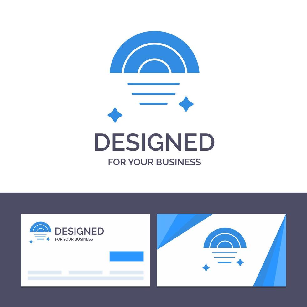 kreativ företag kort och logotyp mall regnbåge regnig himmel väder vektor illustration