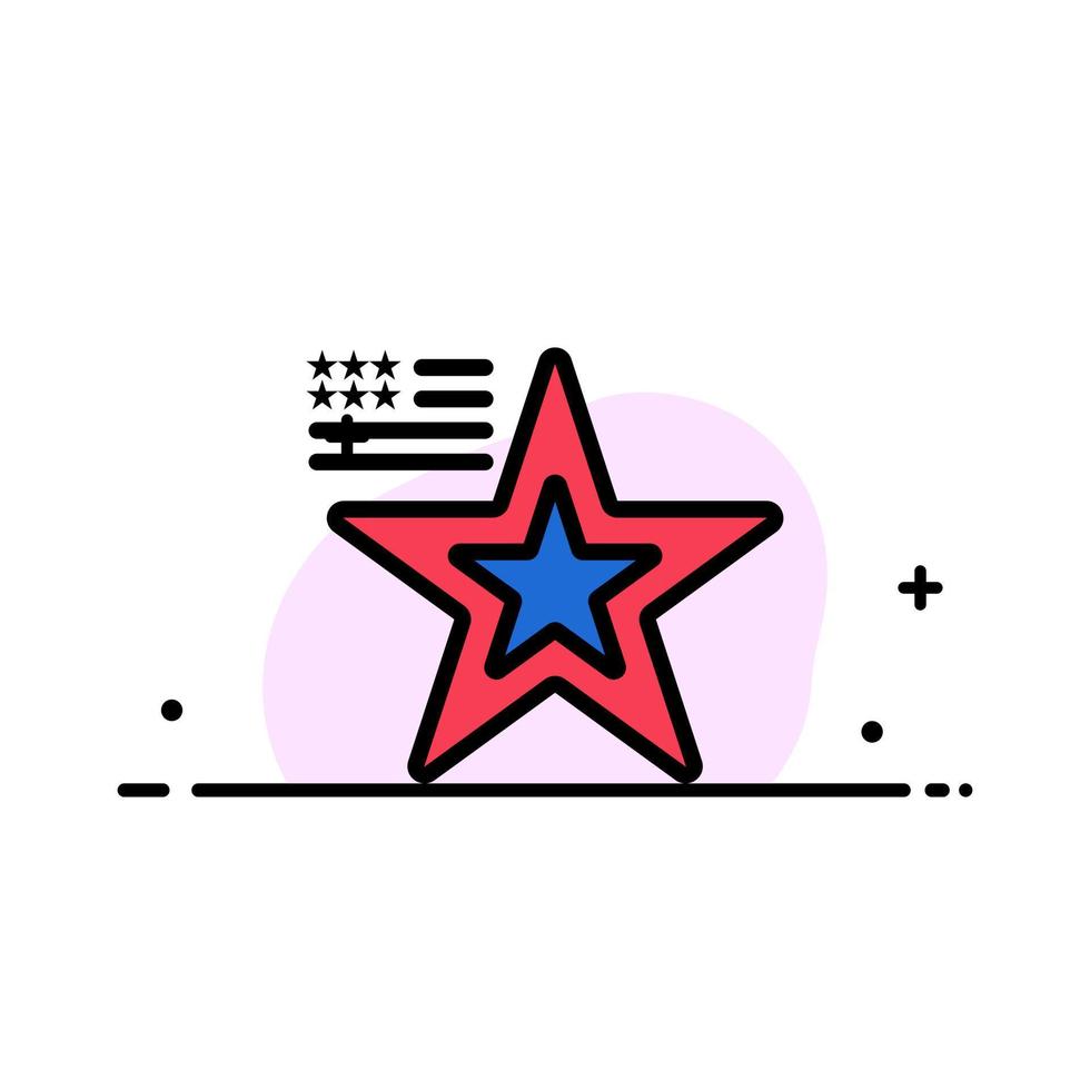 stjärna amerikan flagga USA företag platt linje fylld ikon vektor baner mall