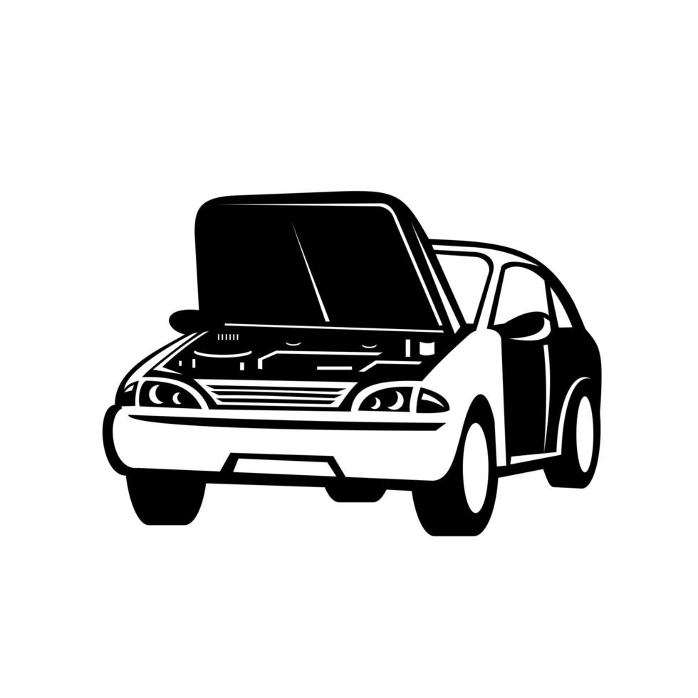 Auto Auto Auto mit geknallter oder offener Motorhaube Vorderansicht vektor