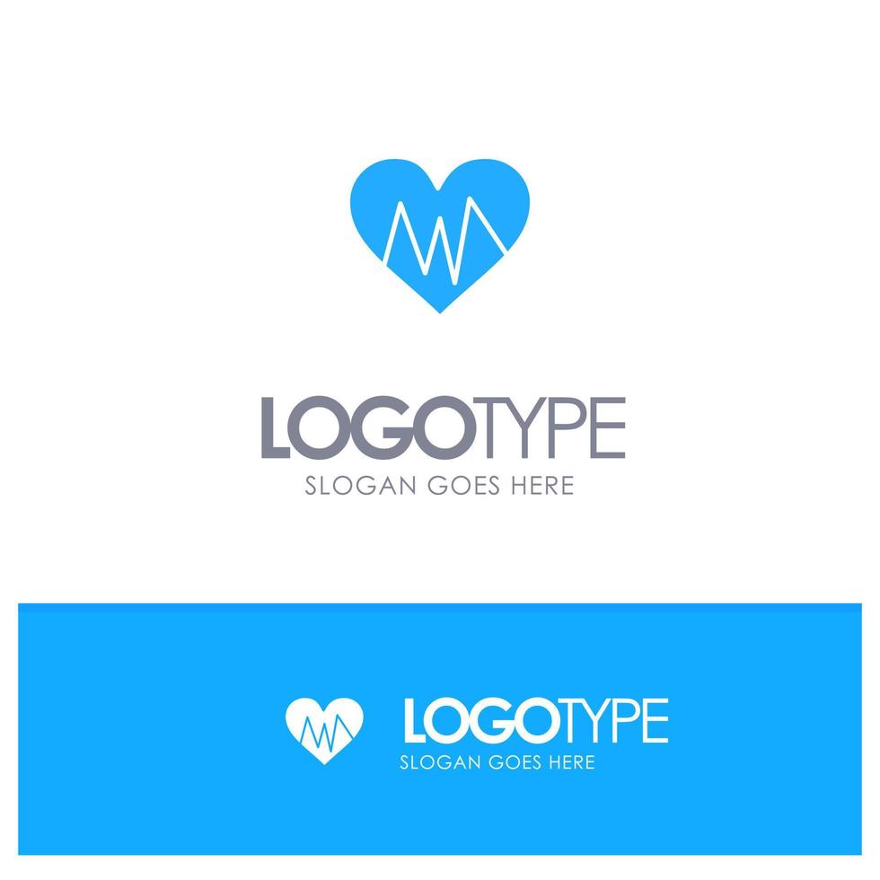 medicinsk hjärta hjärtslag puls blå fast logotyp med plats för Tagline vektor