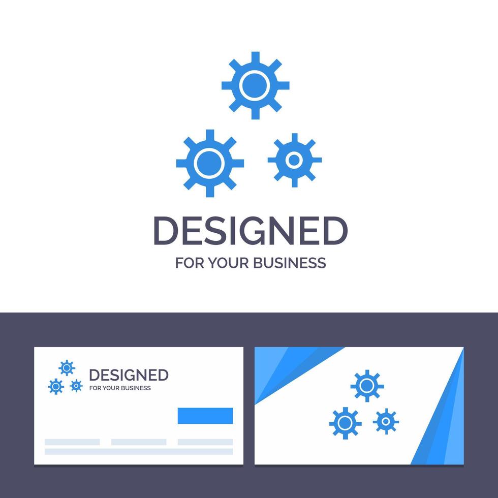 kreativ företag kort och logotyp mall konfiguration kugghjul preferenser service vektor illustration