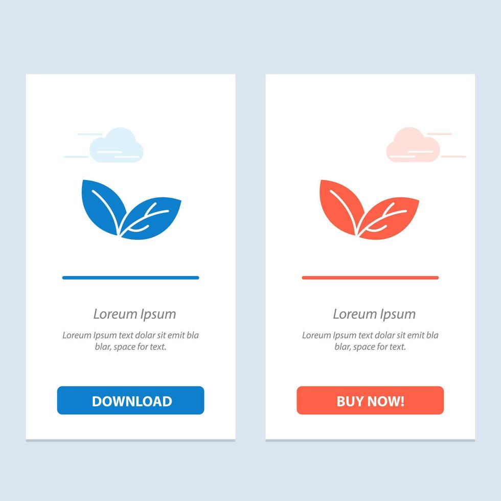 Wachstum Blatt Pflanze Frühling Blau und Rot Web-Widget-Kartenvorlage herunterladen und jetzt kaufen vektor