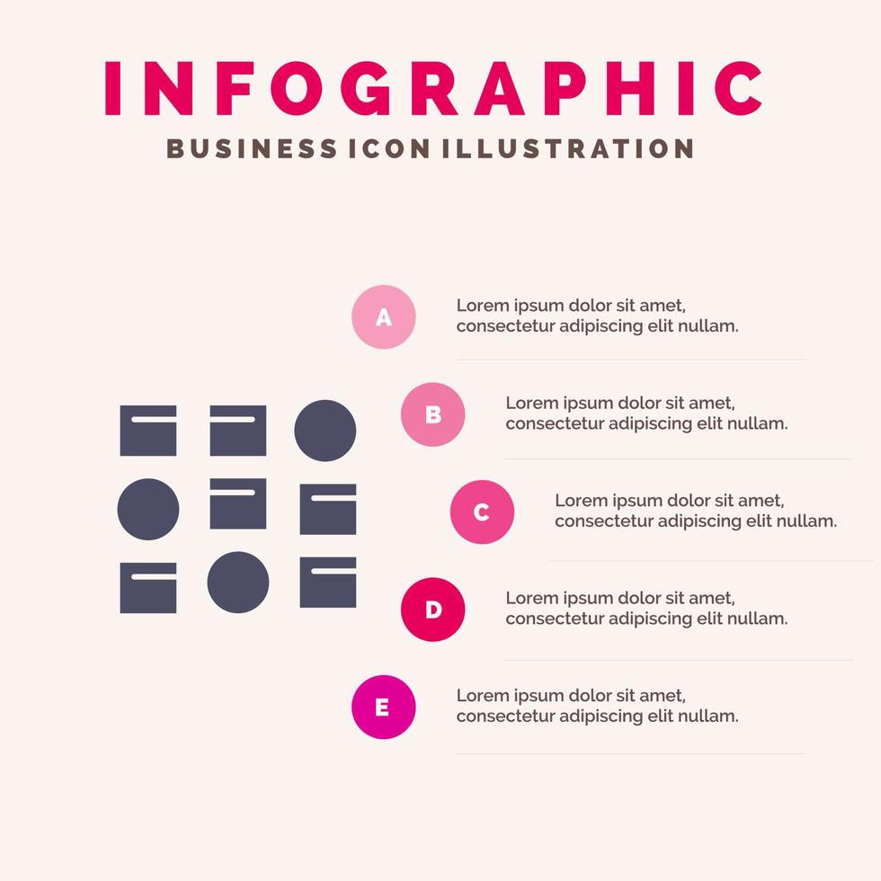 mönster systemet data vetenskap mönster systemet fast ikon infographics 5 steg presentation bakgrund vektor