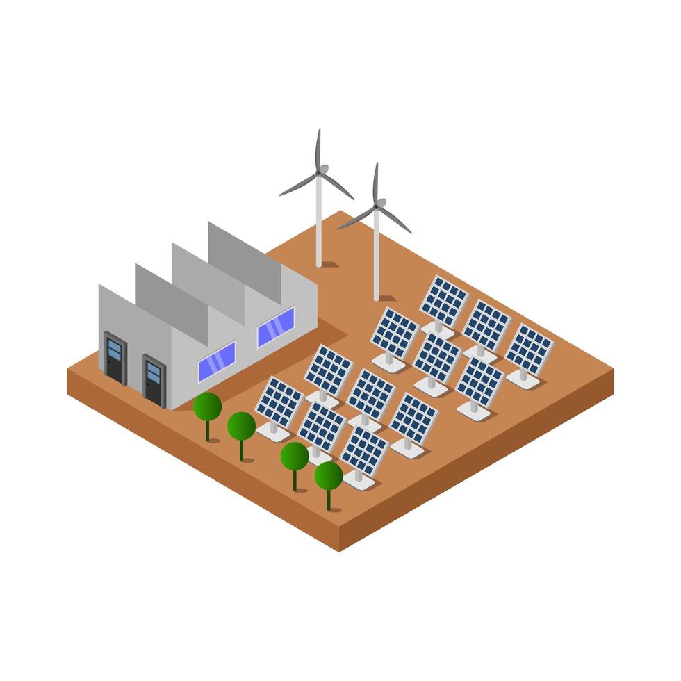 isometrisk solpanel illustrerad på vit bakgrund vektor