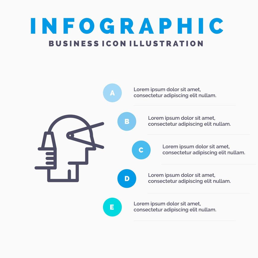 företag framåt- ledare väg leverantör linje ikon med 5 steg presentation infographics bakgrund vektor