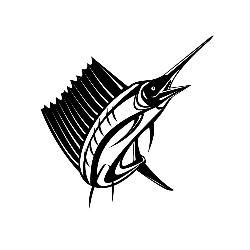 atlantisk segelfisk eller indo-Stillahavsfisk en billfish som hoppar upp vektor