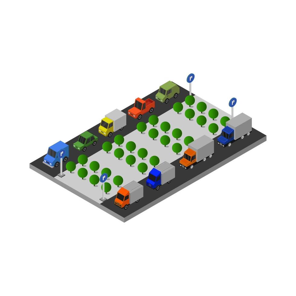 Parkplatz auf weißem Hintergrund dargestellt vektor