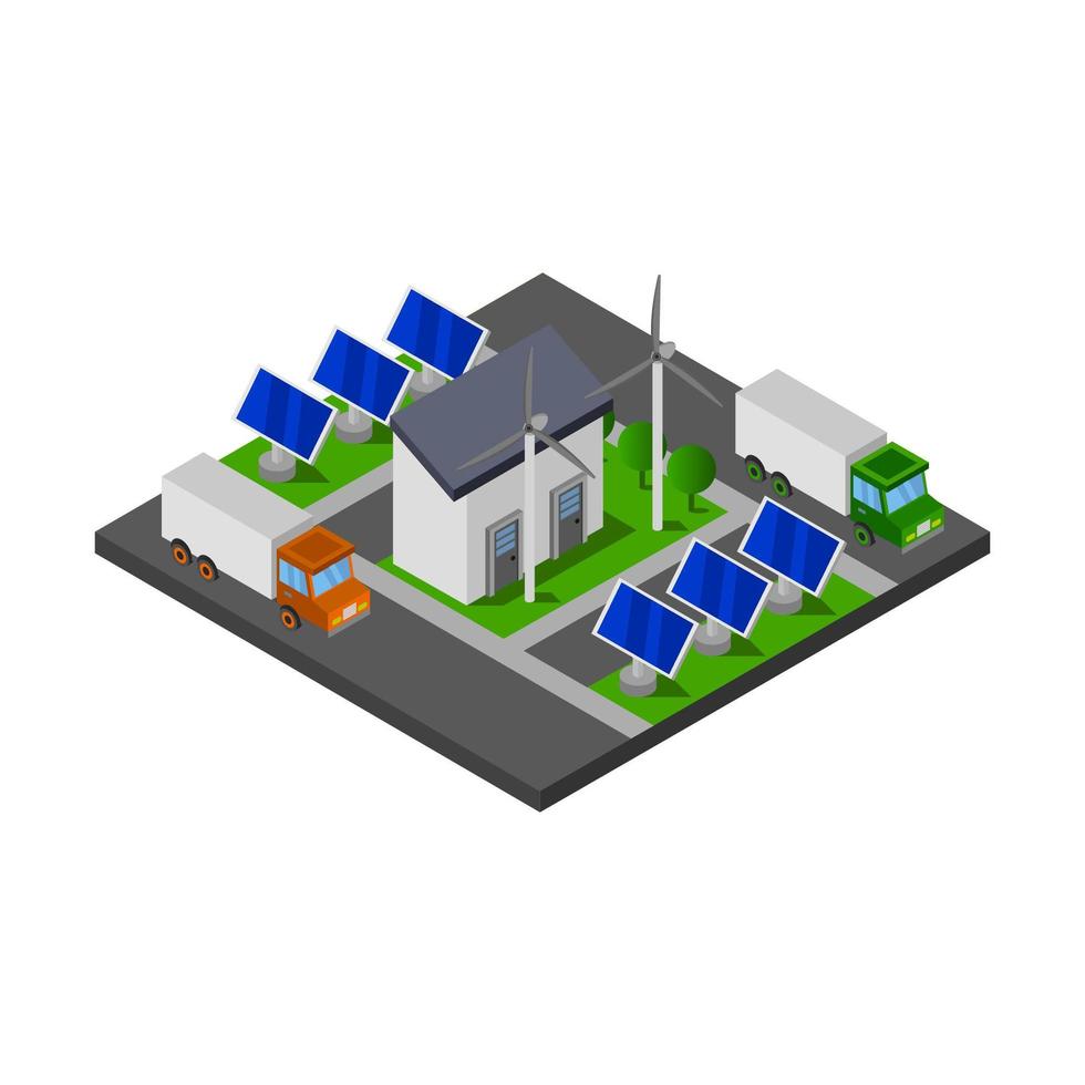 isometrisk solpanel illustrerad på vit bakgrund vektor