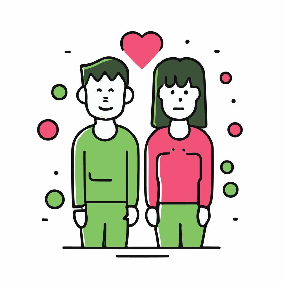 par i kärlek illustration i platt tecknad serie ikon stil vektor