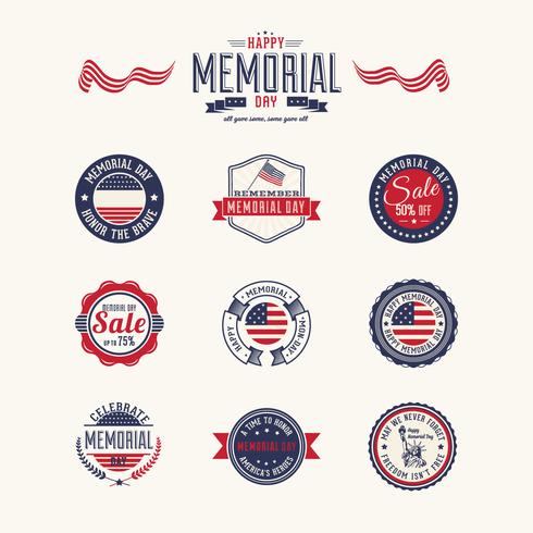 Memorial Day-märken Vector Pack