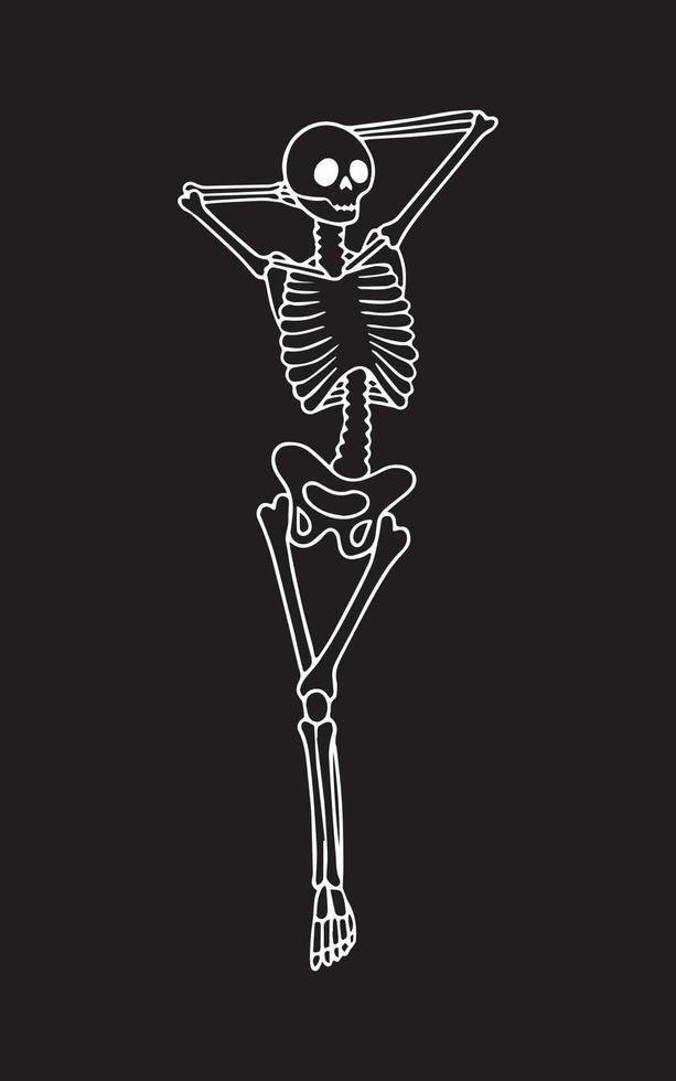 schöne Skelettdame in eleganter Pose. Vektor romantische Illustration.