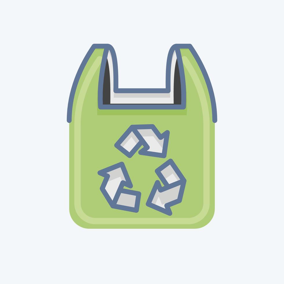 Symbol recycelte Plastiktüte. bezogen auf Umweltsymbol. Doodle-Stil. einfache Abbildung. Erhaltung. Erde. sauber vektor