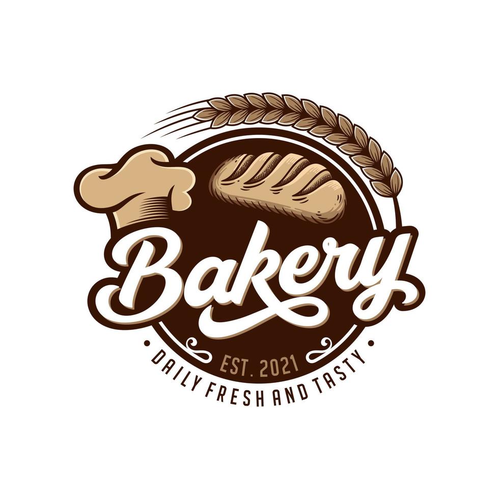 Vintage Retro-Bäckerei-Logo-Design-Vektor-Vorlage vektor