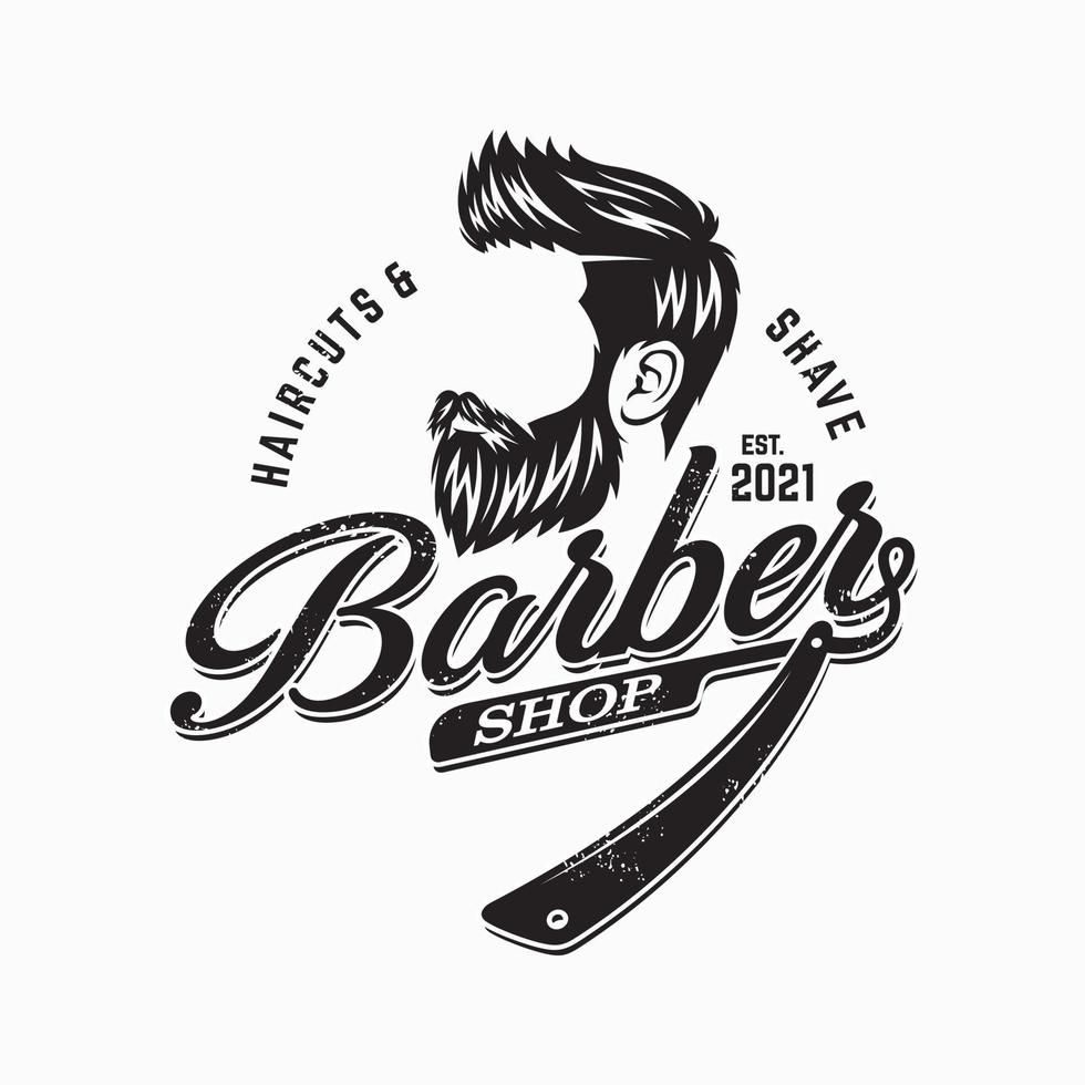 Bart-Logo-Vektorillustration, Barbershop-Logo-Vorlage, Haarschnitt-Männer-Vektor vektor