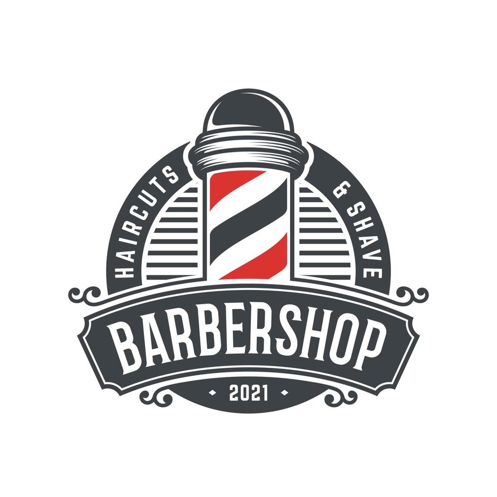 vintage barbershop logotyp design vektor mall