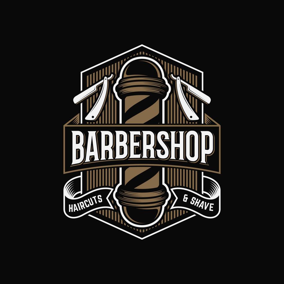 Vektorvorlage für das Design des Vintage-Barbershop-Logos vektor