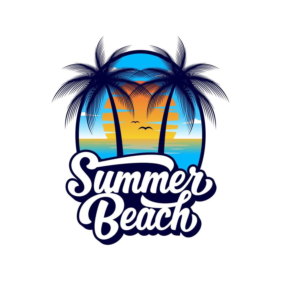 sommar strand logotyp vektor illustration