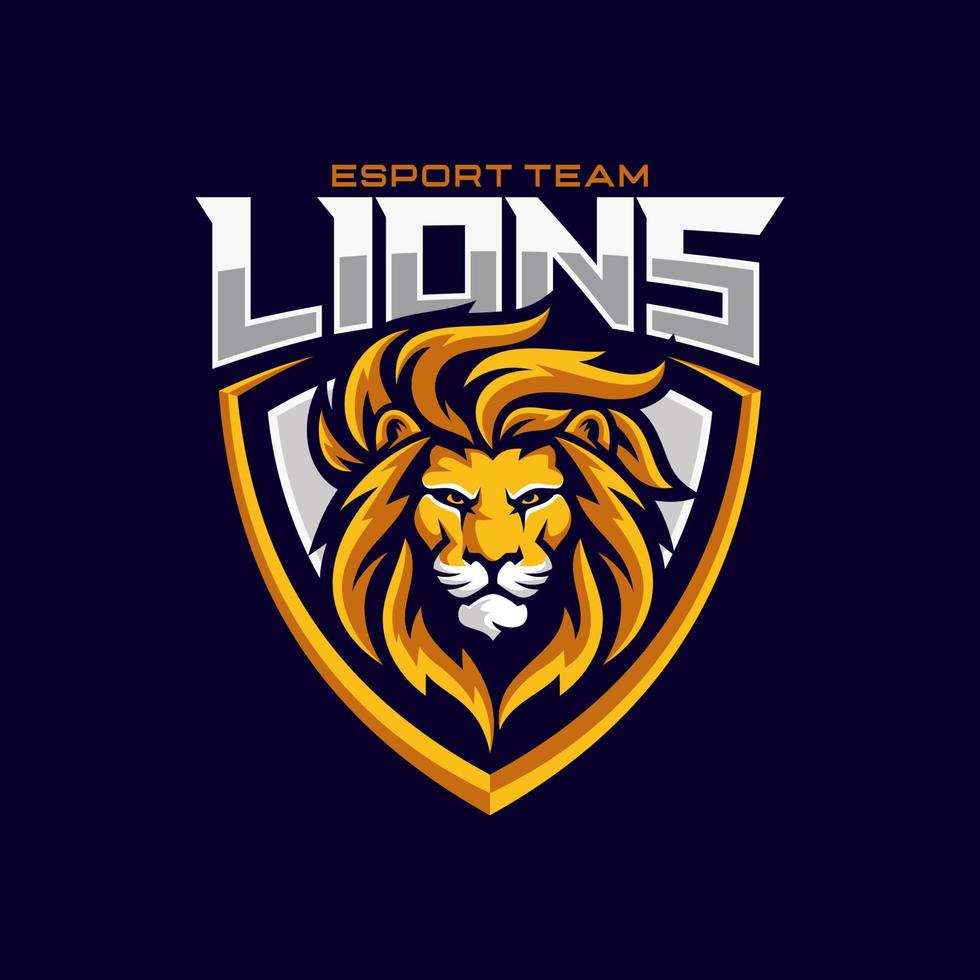 lejon huvud gaming logotyp för e sport och sport maskot vektor illustration