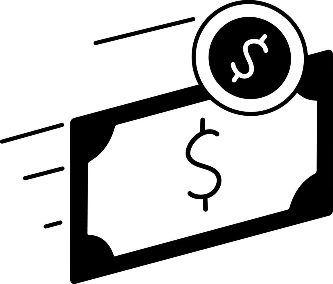 Geldüberweisung Transaktion Bank Geschäftsvermögen finanzieren Bargeld halbfest schwarz und weiß vektor