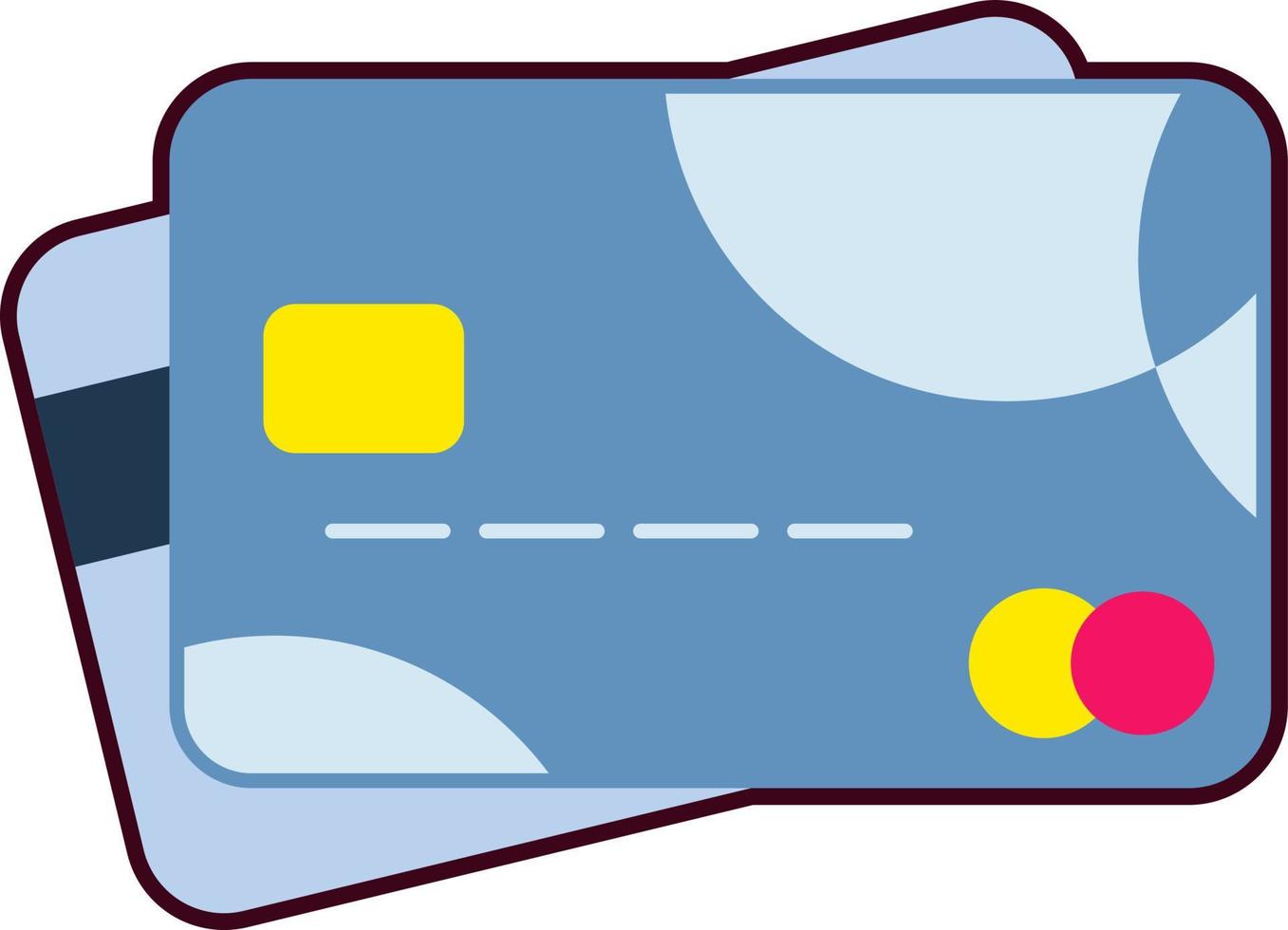 kreditera kort inköp betalning pengar kontanter debitera företag platt med svart klistermärke vektor