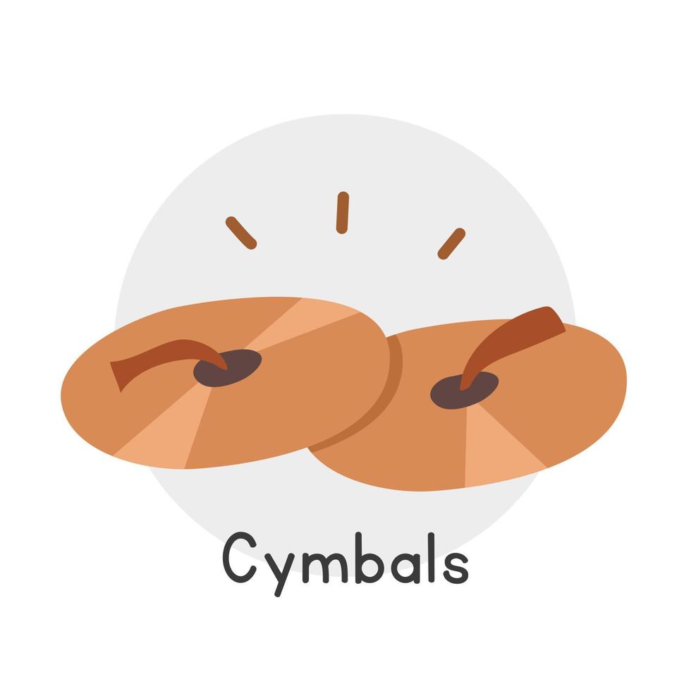 cymbaler ClipArt tecknad serie stil. enkel söt brons cymbaler asiatisk percussion musikalisk instrument platt vektor illustration. percussion instrument cymbaler hand dragen klotter stil. cymbaler vektor design